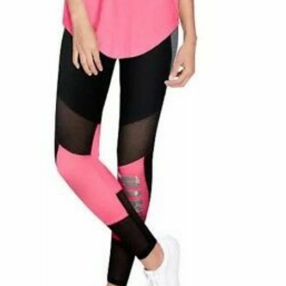 PINK Victoria's Secret Roses bling sweatshirt/ Mesh neon leggings Outfit S - Picture 10 of 16
